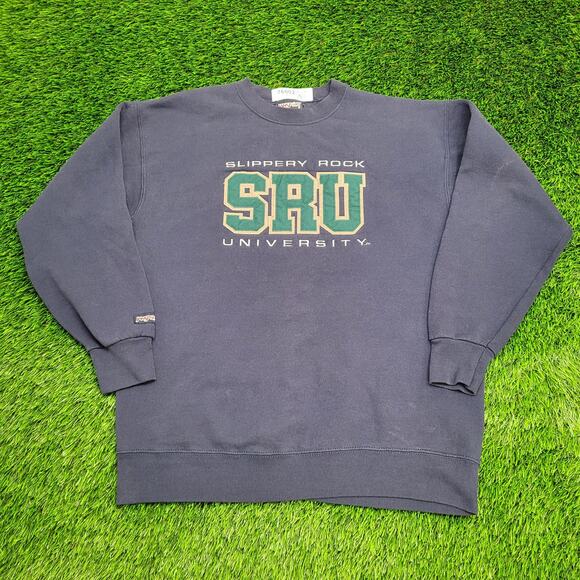 Vintage SRU University Sweatshirt Large 23x28 Navy-Blue USA - Picture 1 of 16